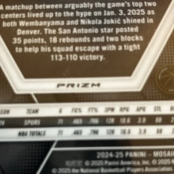 2024-25 Panini Mosaic Victor Wembanyama SA Spurs /299 Red Wave Card Mint - Picture 3 of 4